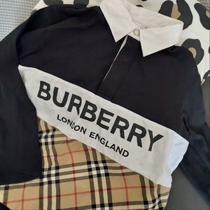 Burberry London England cotton t shirt polo long sleeve tee boy girl